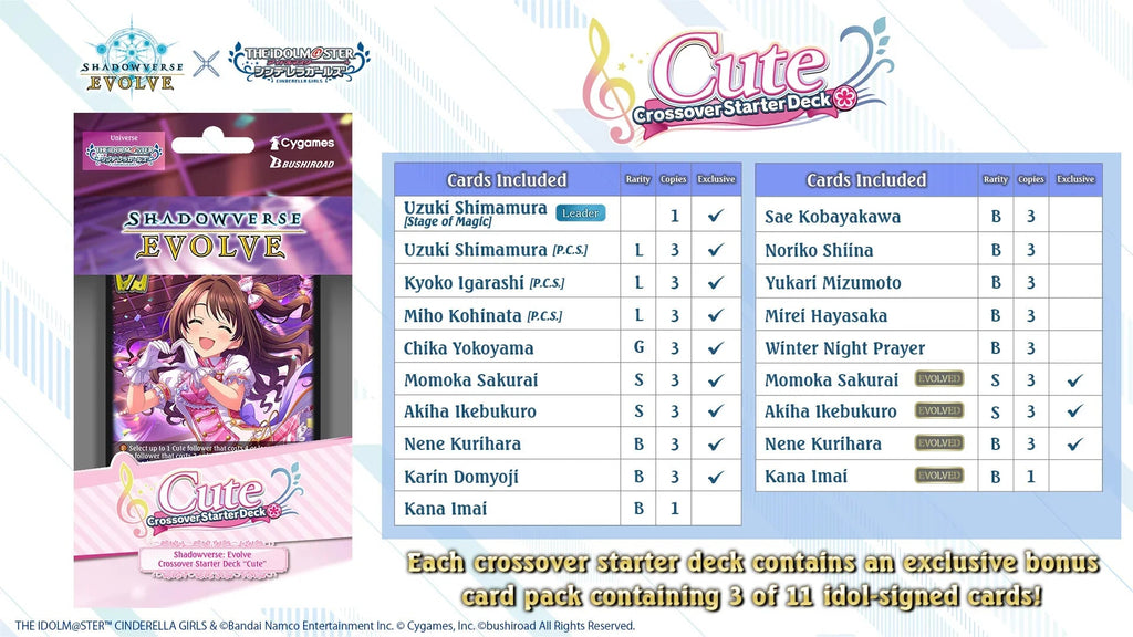 Shadowverse: Evolve - Crossover - The idolm@ster Cinderella Girls - Cute Starter Deck