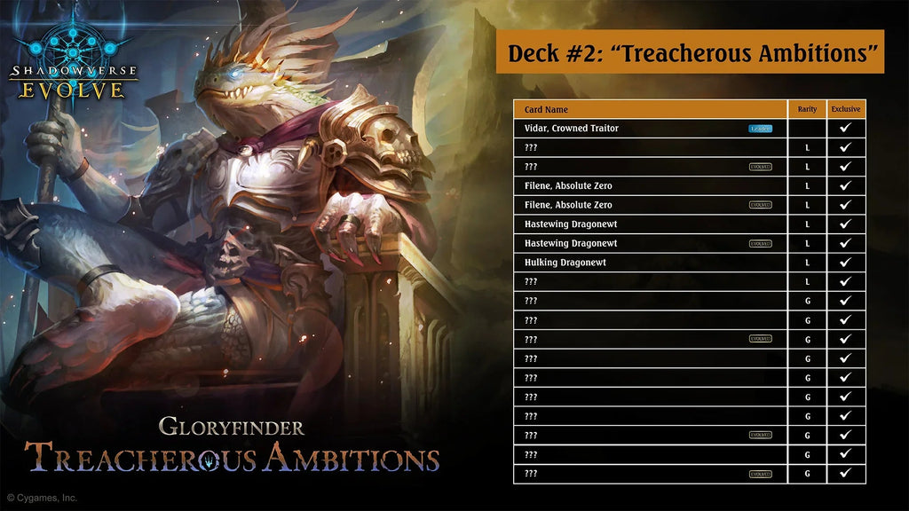 Shadowverse: Evolve - Gloryfinder - Treacherous Ambitions Starter Deck
