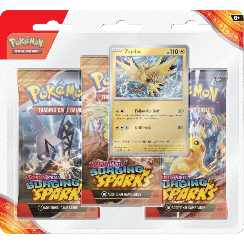 Pokemon TCG - Scarlet & Violet - Surging Sparks - 3-Pack Blister - Zapdos