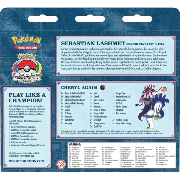 Pokemon TCG - Sword & Shield - 2022 World Championships Deck - Sebastian Lashmet "Cheryl Again"