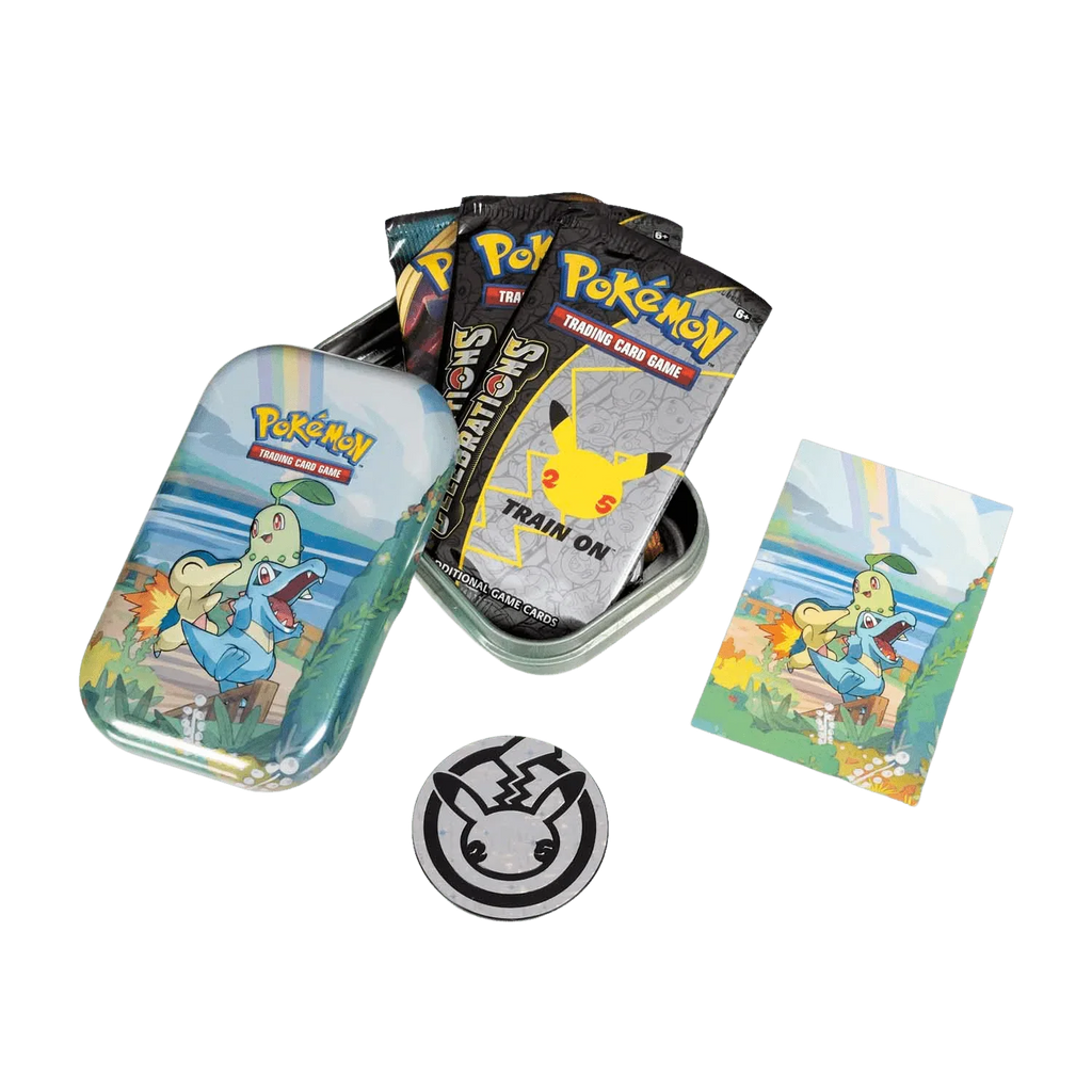 Pokemon TCG - Sword & Shield - Celebrations - Mini Tin - Chikorita, Cyndaquil & Totodile