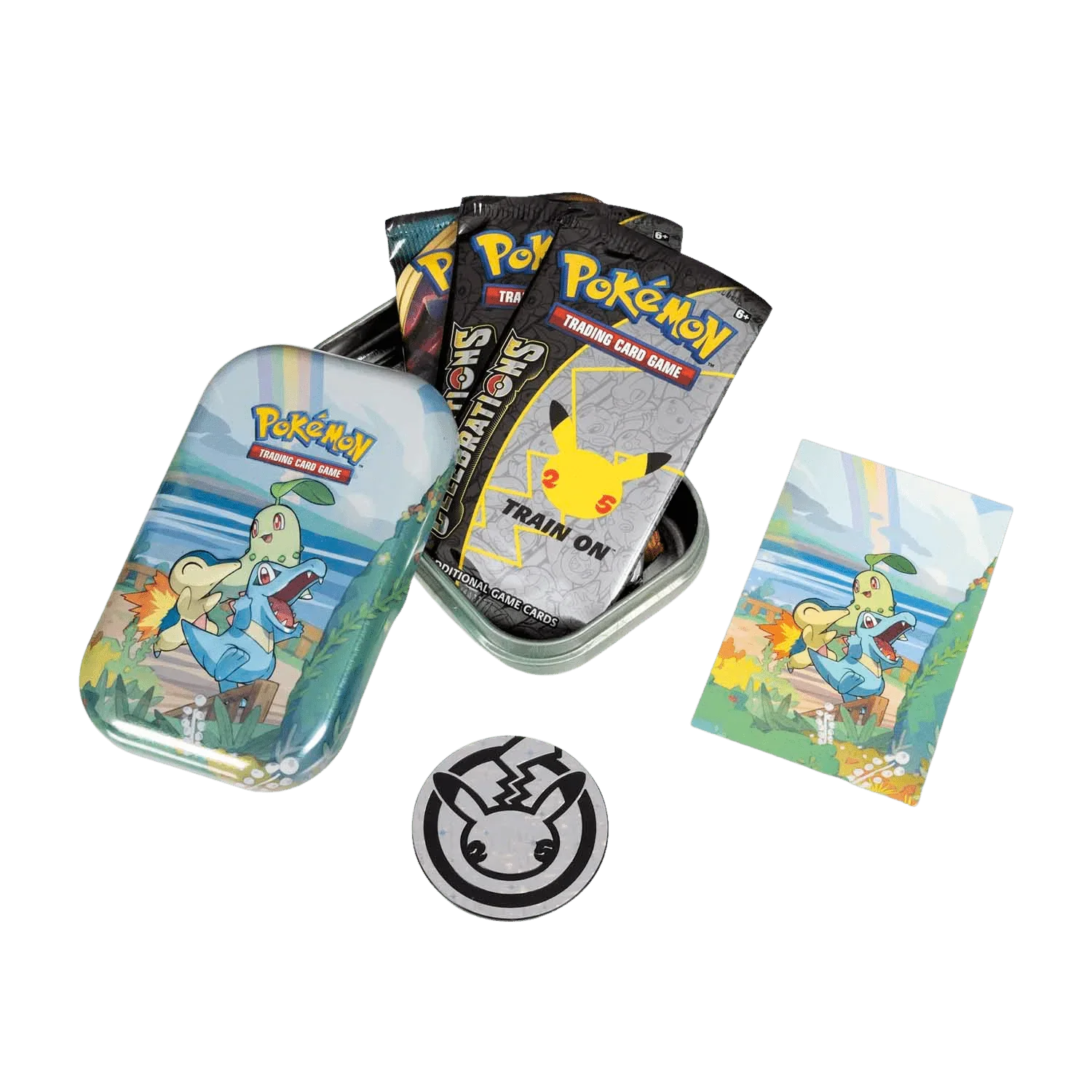 Pokemon TCG - Sword & Shield - Celebrations - Mini Tin - Chikorita, Cyndaquil & Totodile