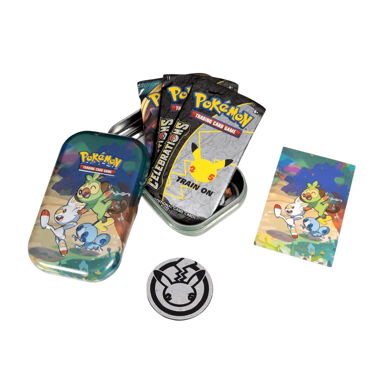 Pokemon TCG - Sword & Shield - Celebrations - Mini Tin - Grookey, Scorbunny & Sobble
