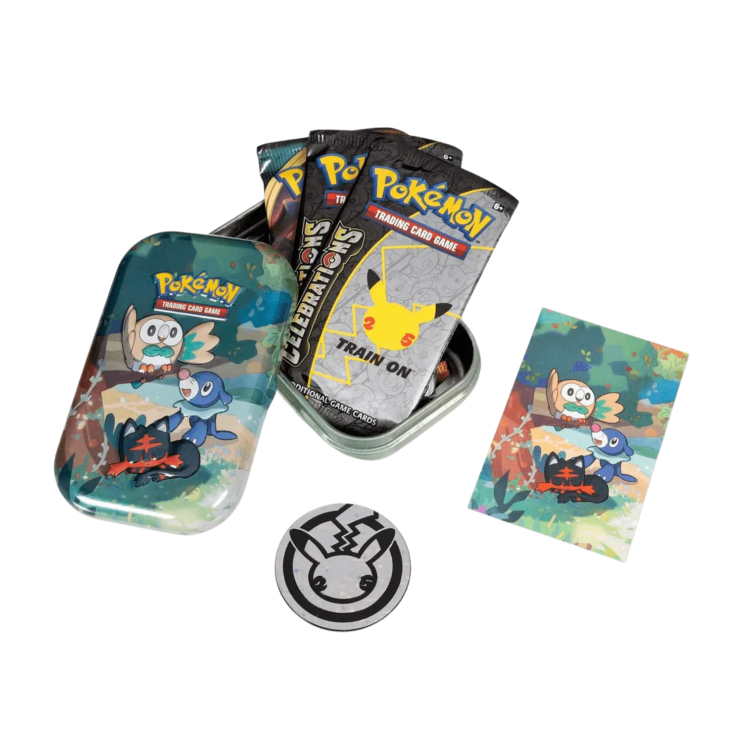 Pokemon TCG - Sword & Shield - Celebrations - Mini Tin - Rowlet, Litten & Popplio