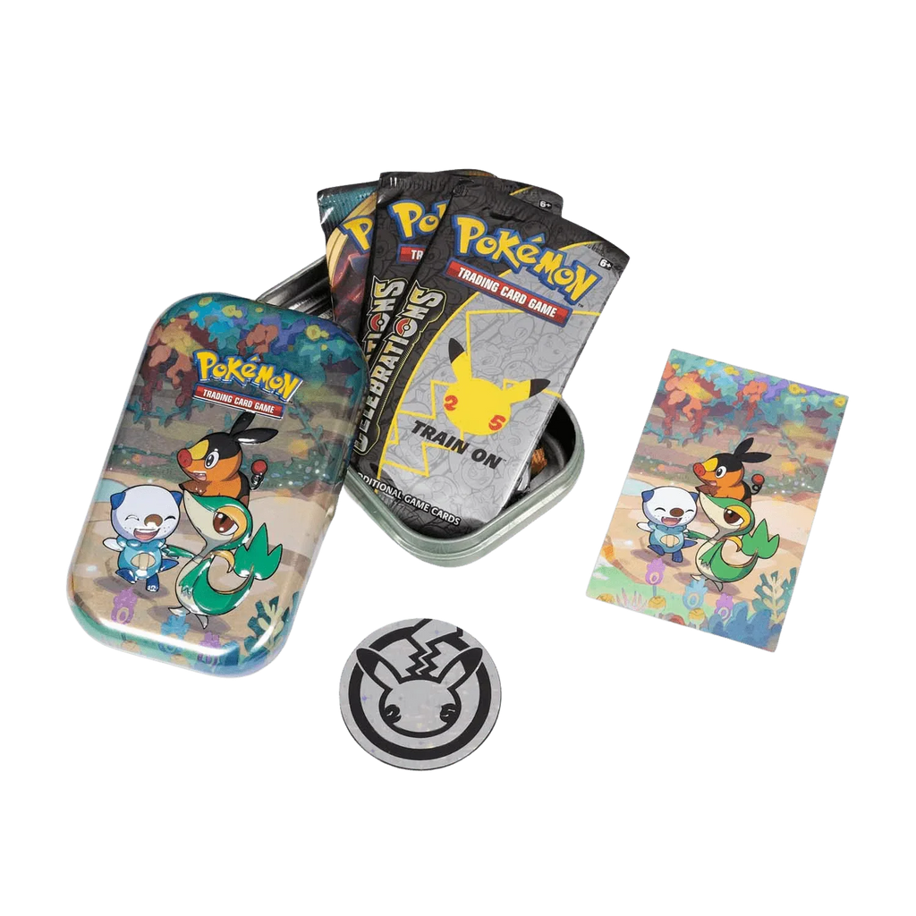 Pokemon TCG - Sword &amp; Shield - Celebrations - Mini Tin - Snivy, Tepig &amp; Oshawott