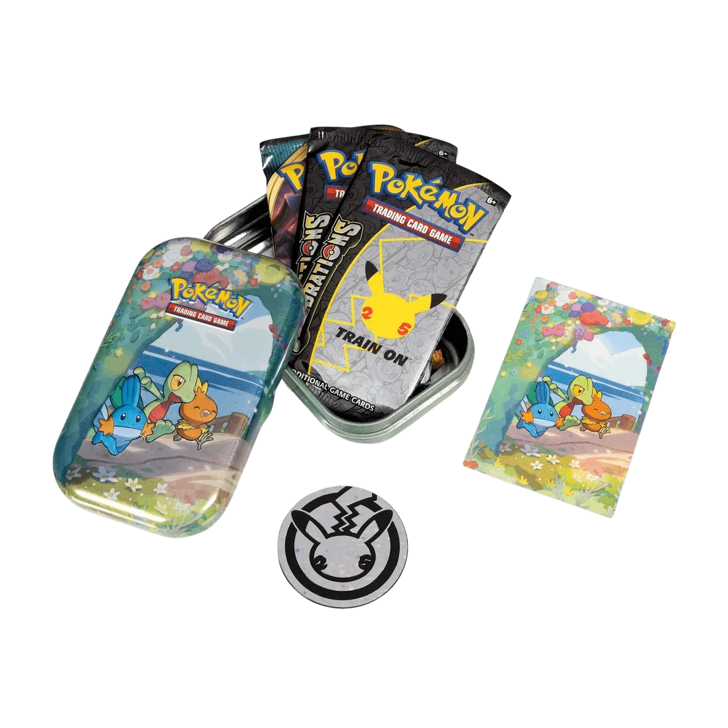 Pokemon TCG - Sword & Shield - Celebrations - Mini Tin - Treecko, Torchic & Mudkip