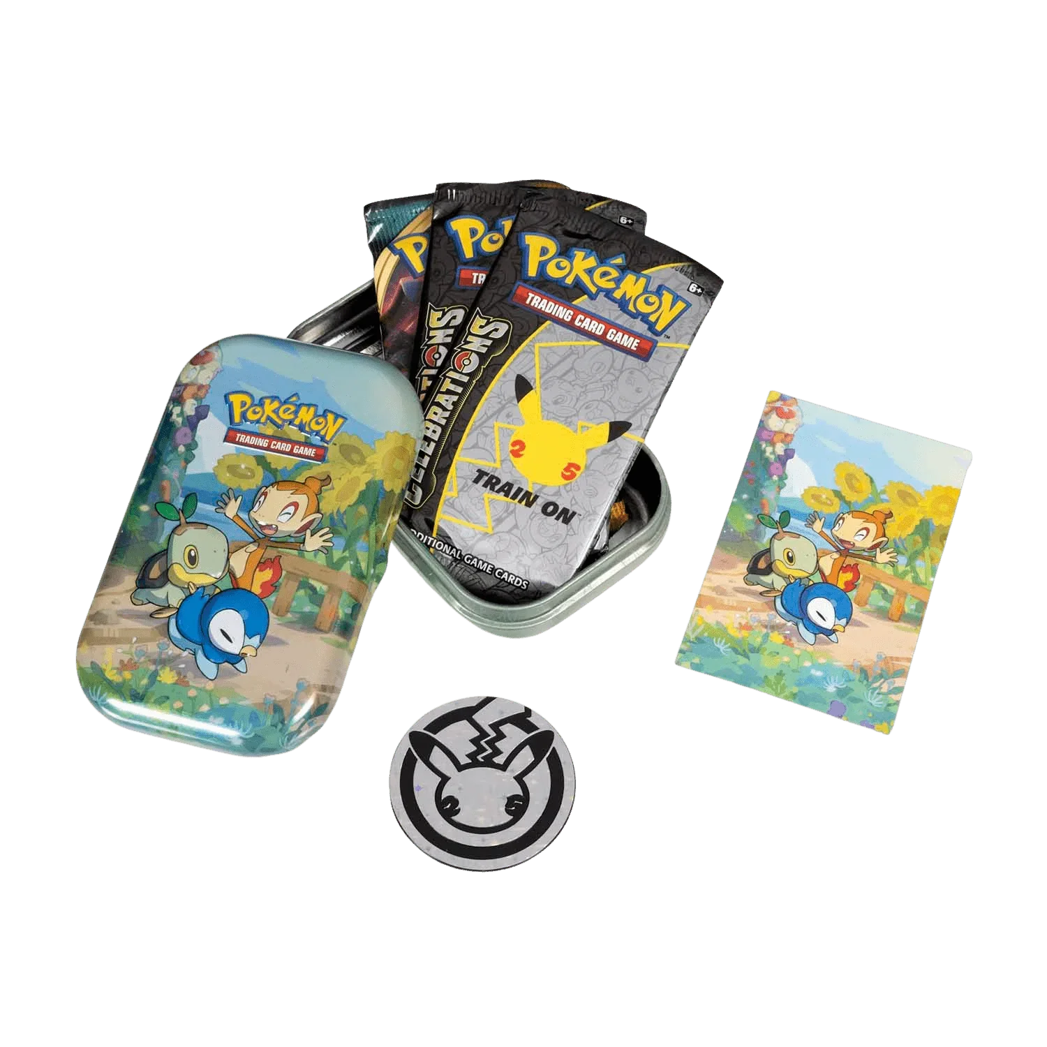 Pokemon TCG - Sword & Shield - Celebrations - Mini Tin - Turtwig, Chimchar & Piplup