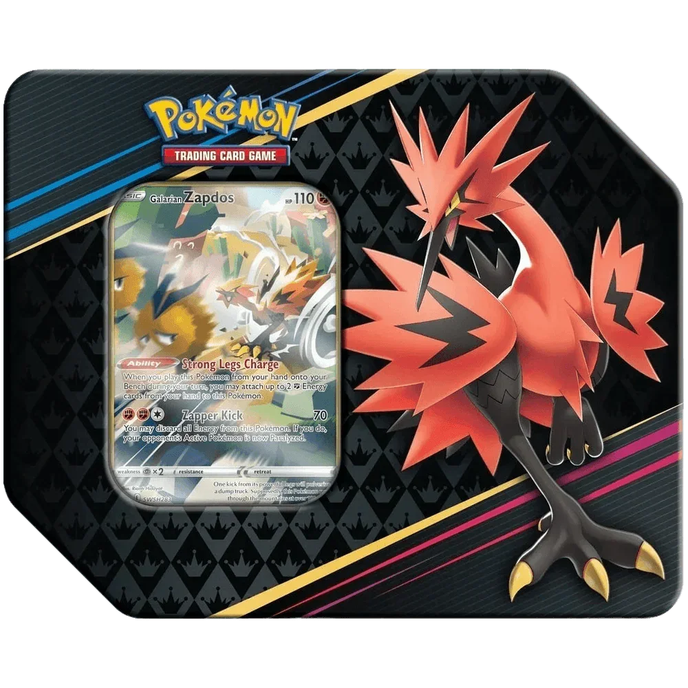 Pokemon TCG - Sword & Shield - Crown Zenith - 7" Art Tin - Galarian Zapdos