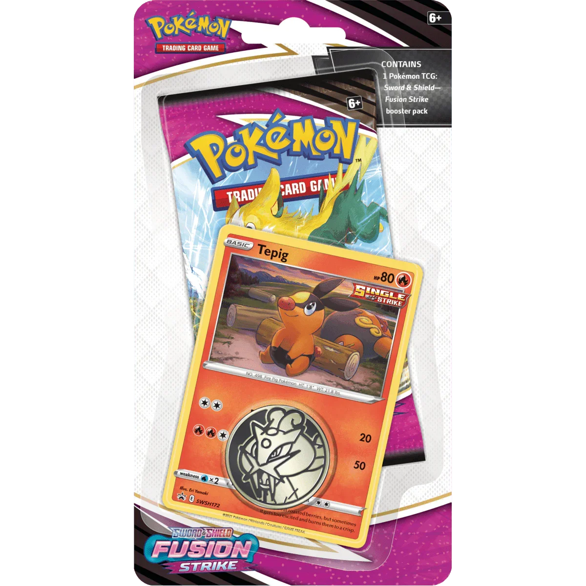 Pokemon TCG - Sword & Shield - Fusion Strike - Checklane Blister Pack - Tepig