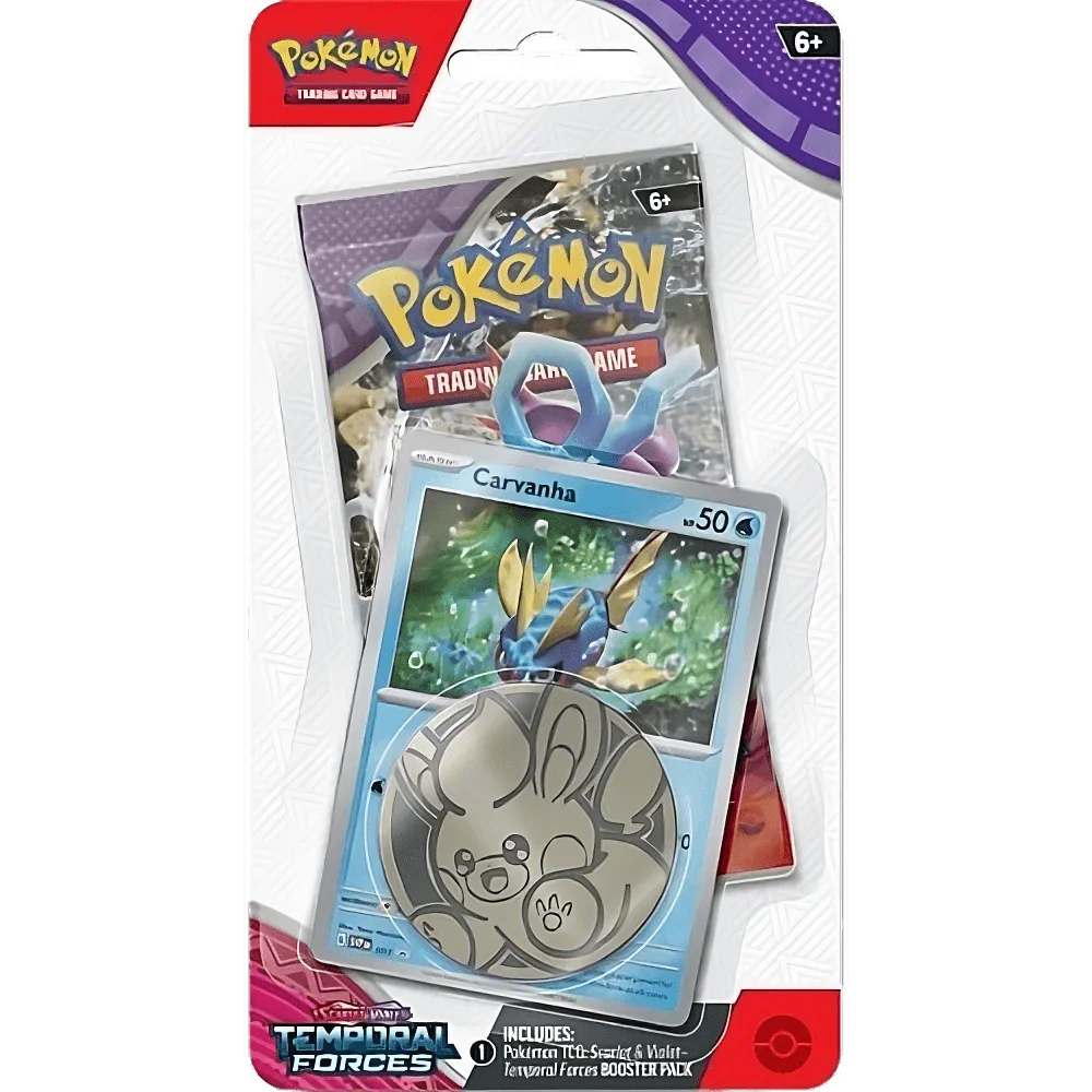 Pokemon TCG - Scarlet & Violet - Temporal Forces - Premium Checklane Blister Pack - Carvanha