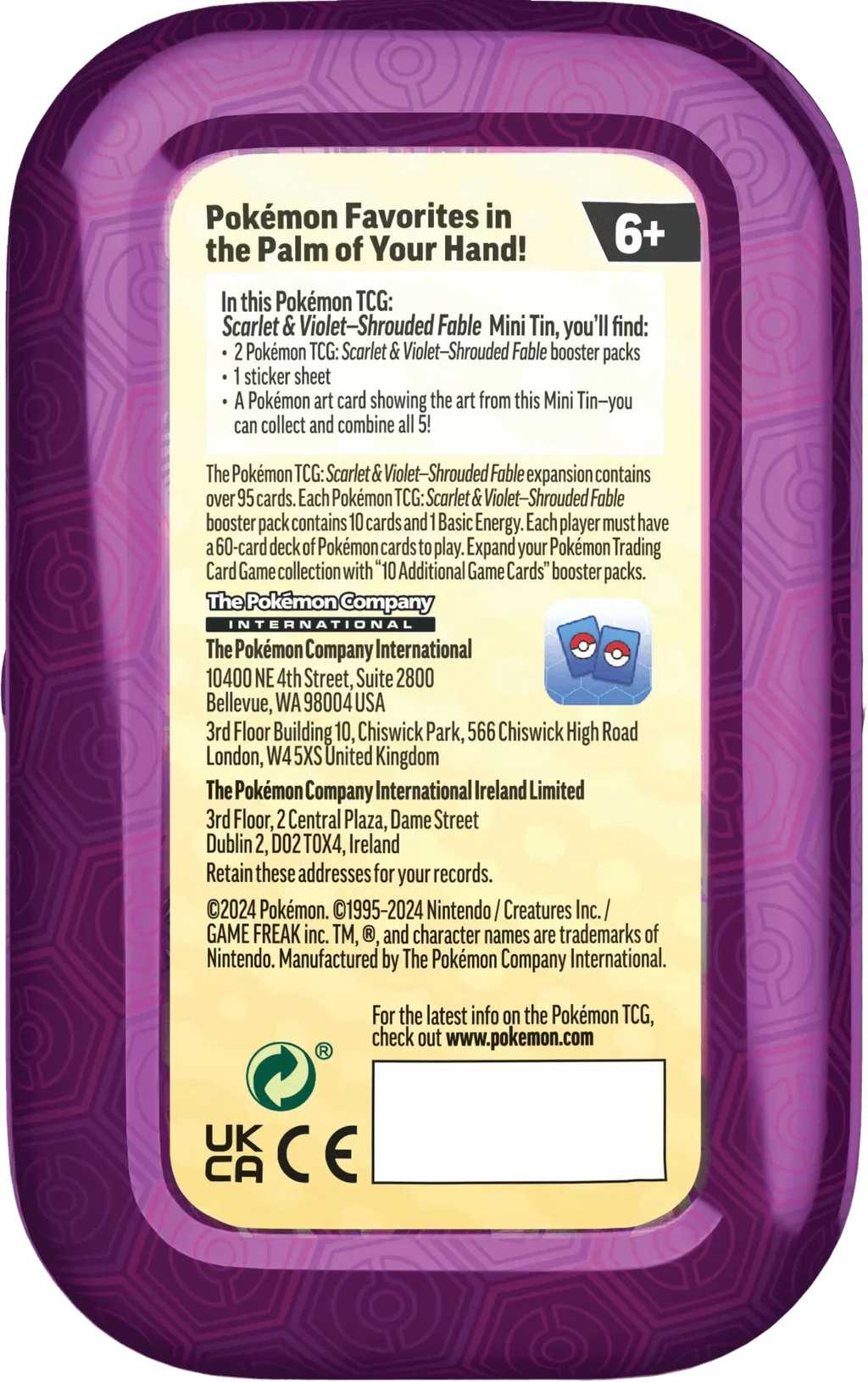 Pokemon TCG - Scarlet & Violet - Shrouded Fable - Mini Tin