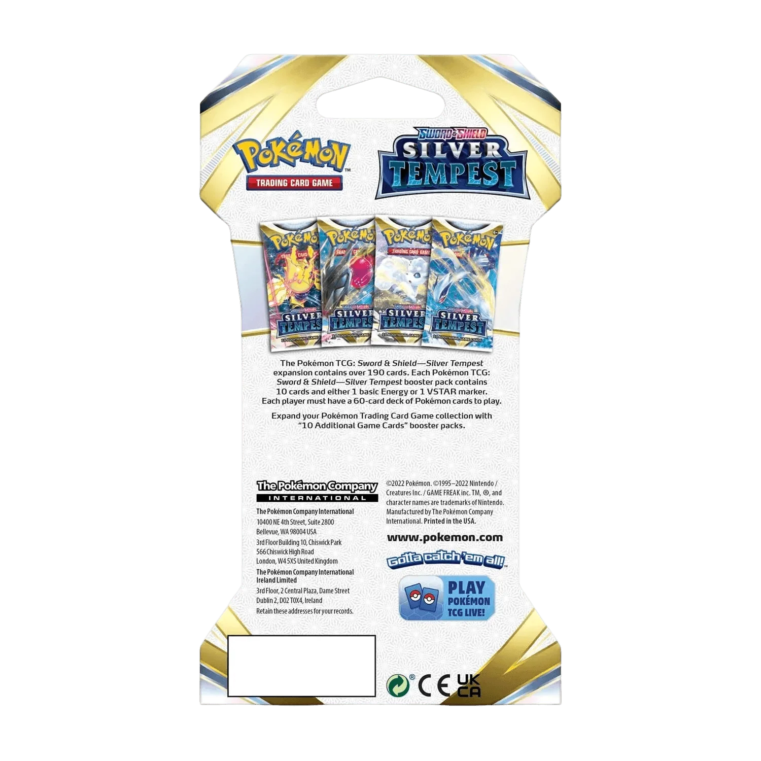 Pokemon TCG - Sword & Shield - Silver Tempest - Sleeved Booster Pack